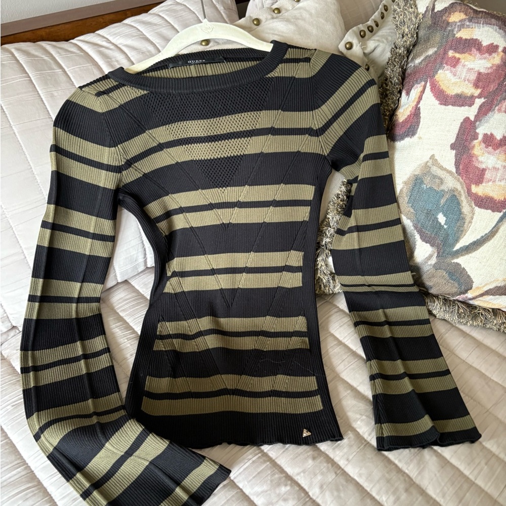 Guess Black and Olive Knit Top